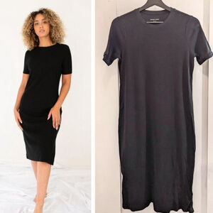Paper Label | Shiloh Crew Neck Ribbed Midi Dress in Black